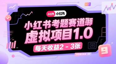 小红书考题赛道虚拟项目1.0，项目操作简单，每天收益2-3张-大齐资源站