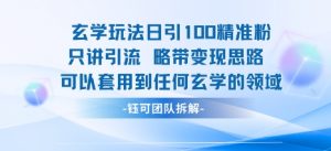 玄学玩法日引100精准粉只讲引流略带变现思路可以套用到任何玄学的领域-大齐资源站
