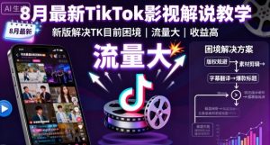 8月最新TikTok影视解说教学，新版解决TK目前困境，流量大，收益高-大齐资源站