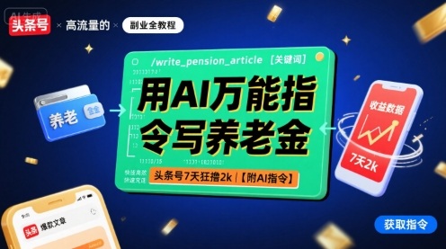 用AI万能指令写养老金，头条号7天狂撸2k【附AI指令】-大齐资源站