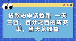 贷款粉申请拉新,一天三张,百分之百的成交率,当天见收益【揭秘】-大齐资源站