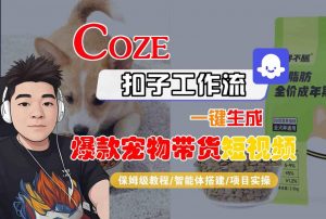 Coze扣子智能体工作流一键生成“爆款宠物带货“短视频，全流程保姆级教学-大齐资源站