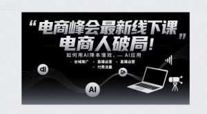 电商峰会最新线下课，电商人破局，如何用AI降本增效，AI应用-全域推广-直播运营-付费流量-大齐资源站