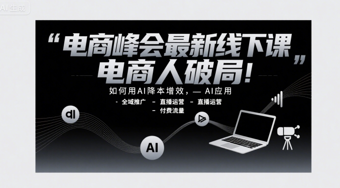 电商峰会最新线下课，电商人破局，如何用AI降本增效，AI应用-全域推广-直播运营-付费流量-大齐资源站