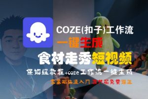 COZE(扣子)工作流一键生成食材走秀短视频,保姆级教程,零基础快速入门-大齐资源站