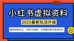 小红书虚拟资料项目：最新搜索流变现玩法，0成本简单可复制，一人多店打法，新手也可轻松日入5张+-大齐资源站