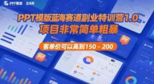 PPT模版蓝海赛道副业特训营1.0，项目非常简单粗暴，客单价可以高到150-200-大齐资源站
