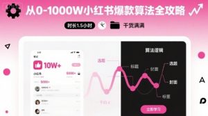 从0-1000W小红书爆款算法全攻略，时长1.5小时，干货满满-大齐资源站