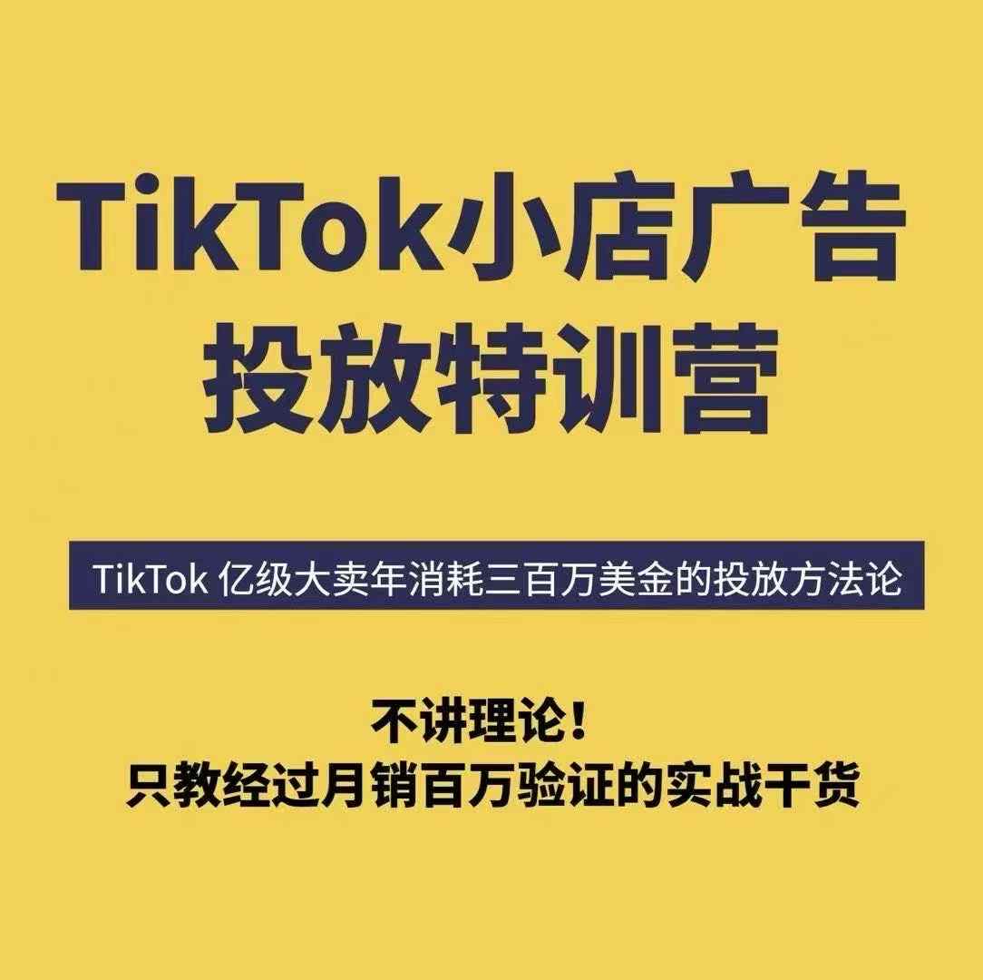 TikTok小店广告投放特训营，6天破局计划专治各种“投不动”，教你经过月销百万验证的实战干货-大齐资源站