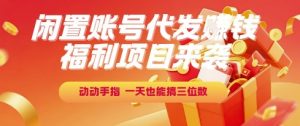 福利项目来袭,闲置账号代发挣钱,动动手指,一天也能搞三位数【揭秘】-大齐资源站