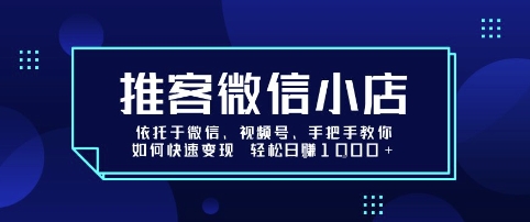推客微信小店依托于微信、视频号，手把手教你如何快速变现 轻松日入1k+【揭秘】-大齐资源站