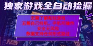游戏全自动捡漏项目，最新独家玩法，每天操作几十分钟，无任何难度，当天见收益【揭秘】-大齐资源站