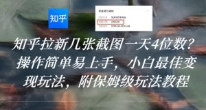 知乎拉新几张截图一天4位数？操作简单易上手，小白最佳变现玩法，附保姆级玩法教程-大齐资源站