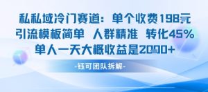 私域冷门赛道单个收费198米引流模板简单人群精准 45%的转化率单人一天大概收益多张-大齐资源站