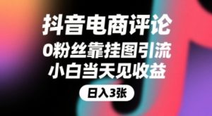 抖音电商评论,0粉丝靠挂图引流,被动挣抖音搜索佣金,小白当天见收益,还能躺挣下级评论增量收益-大齐资源站