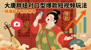 大唐胖妞对口型爆款短视频玩法，快速起千粉万粉号-大齐资源站