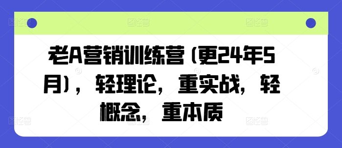 老A营销训练营(更25年8月)，轻理论，重实战，轻概念，重本质-大齐资源站