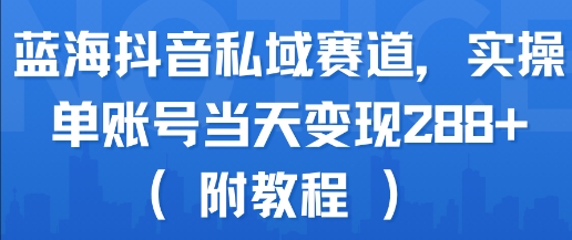 蓝海抖音私域赛道，实操单账号当天变现288+(附教程)-大齐资源站