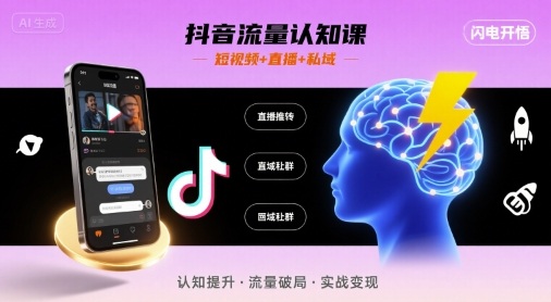 抖音流量认知课，短视频+直播+私域，认知提升，闪电开悟-大齐资源站
