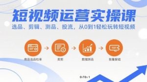 短视频运营实操课,选品、剪辑、测品、投流,从0到1轻松玩转短视频-大齐资源站