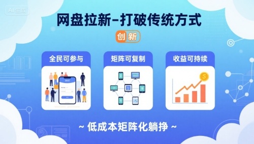 网盘拉新-打破传统方式，低成本矩阵化躺挣，全民可参与、矩阵可复制、收益可持续【揭秘】-大齐资源站