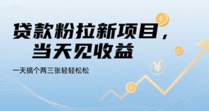 贷款粉拉新项目，当天见收益，一天搞个两三张轻轻松松【揭秘】-大齐资源站