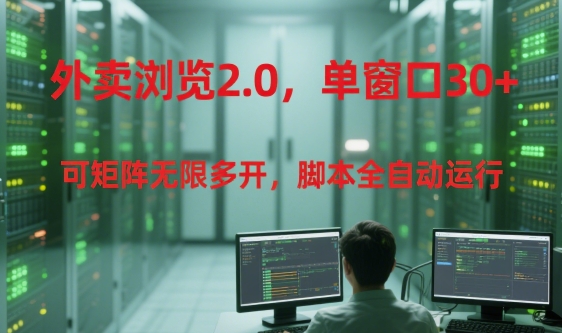 外卖浏览2.0，单窗口30+可矩阵无限多开，脚本全自动运行【揭秘】-大齐资源站