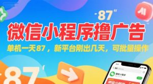 微信小程序看广告，单机一天87，新平台刚出几天，可批量操作，日入5张-大齐资源站