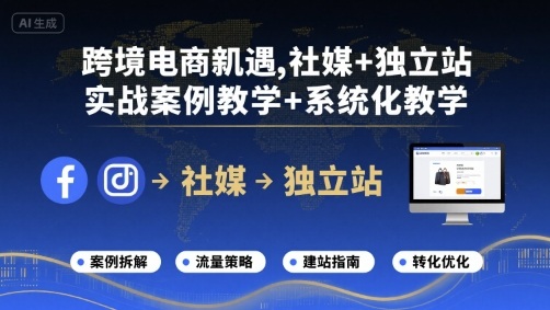 跨境电商新机遇，社媒+独立站，实战案例教学+系统化教学-大齐资源站