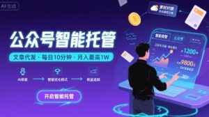 【公众号托管 】我提供文章，你复制发布，每天10分钟，最高躺入1W【揭秘】-大齐资源站