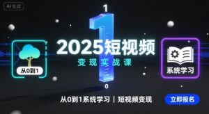 2025短视频变现实战课，从0到1系统学习短视频变现-大齐资源站