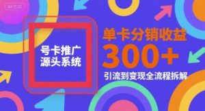 号卡推广源头系统，单卡分销收益3张+，引流到变现全流程拆解【揭秘】-大齐资源站
