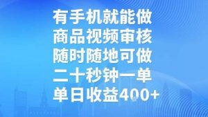 有手机就能做，商品视频审核，随时随地可做，二十秒钟一单，单日收益【揭秘】-大齐资源站