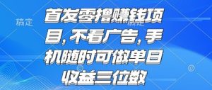 首发零撸挣钱项目 不看广告 手机随时可做 单日收益三位数【揭秘】-大齐资源站