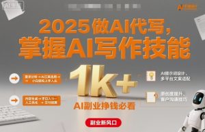 2025做AI代写，掌握AI写作技能，小白轻松上手日入1k+，AI副业挣钱必看-大齐资源站
