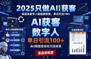 2025只做AI获客，AI超级获客实训营，低成本数字人短视频获客，单日引流100+-大齐资源站