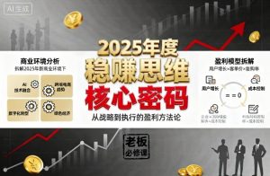 2025年度稳賺思维老板创业营，拆解2025年新商业环境下，企业实现持续盈利的核心密码-大齐资源站